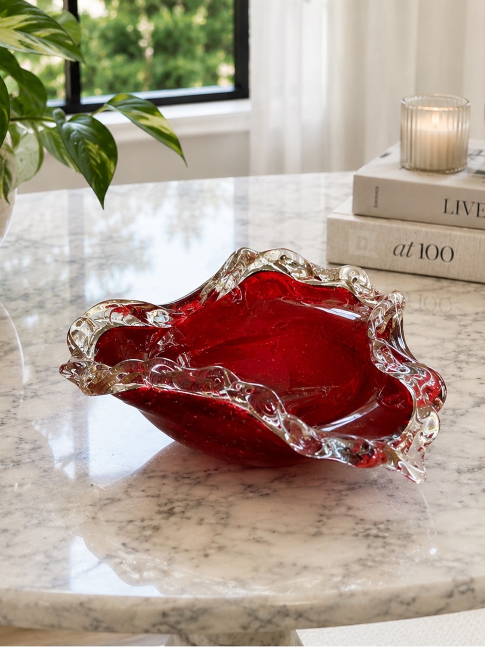 Ruby Red Bullicante Glass Bowl
